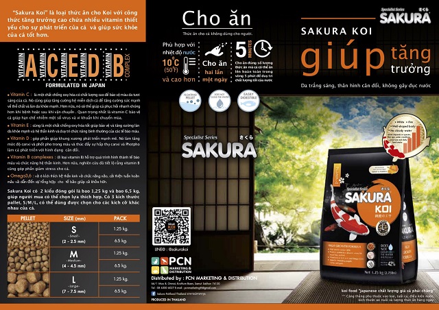 Thức ăn cho Cá Koi Sakura High Growth 1,25kg - 6,5Kg/Bao